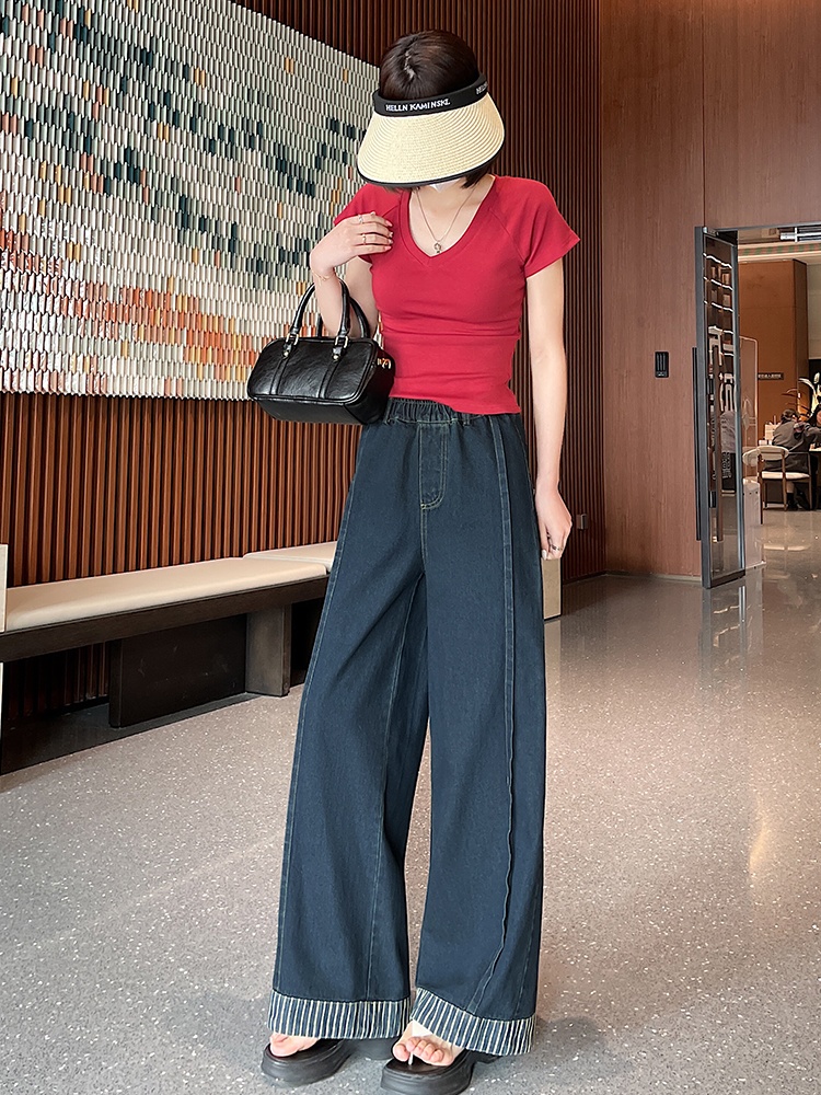 Small fellow jeans flanging long pants for women