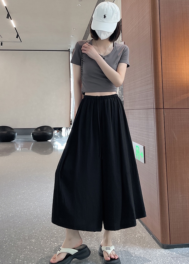 College style cotton culottes Casual summer wide leg pants