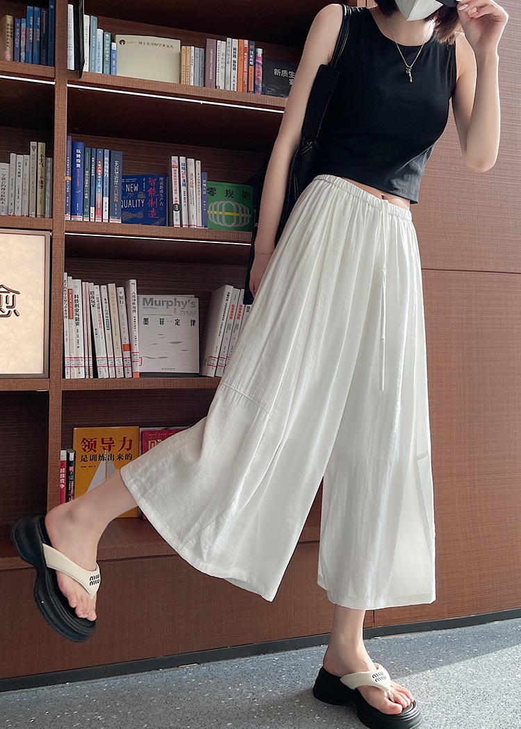 College style cotton culottes Casual summer wide leg pants
