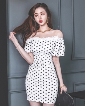 Summer lace temperament dress slim flat shoulder T-back