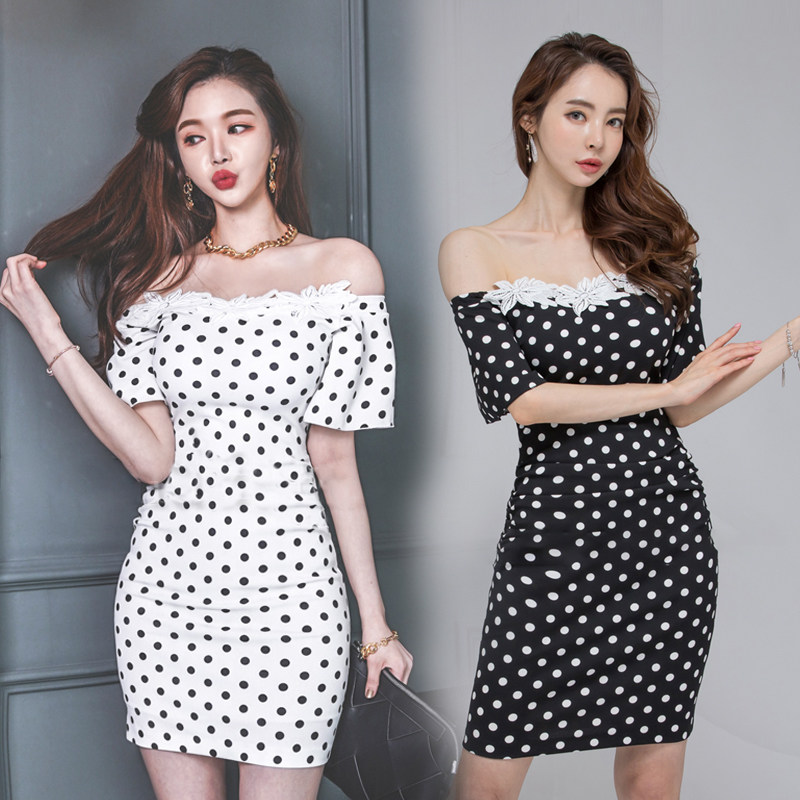 Summer lace temperament dress slim flat shoulder T-back