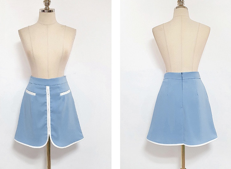 Sleeveless shirt mixed colors skirt 2pcs set for women