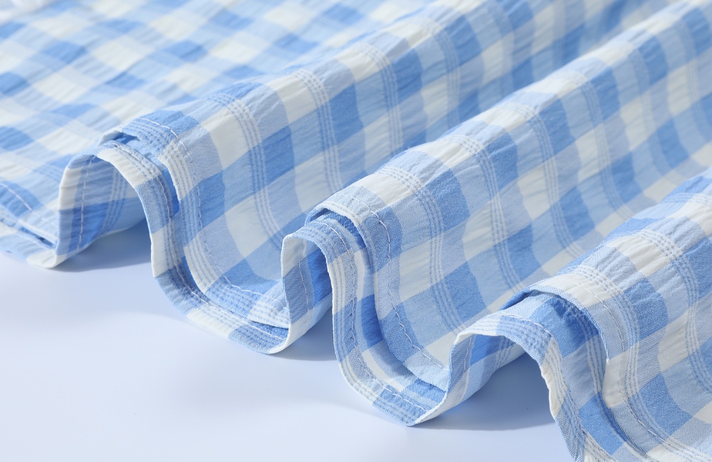 Lace splice blue grid skirt