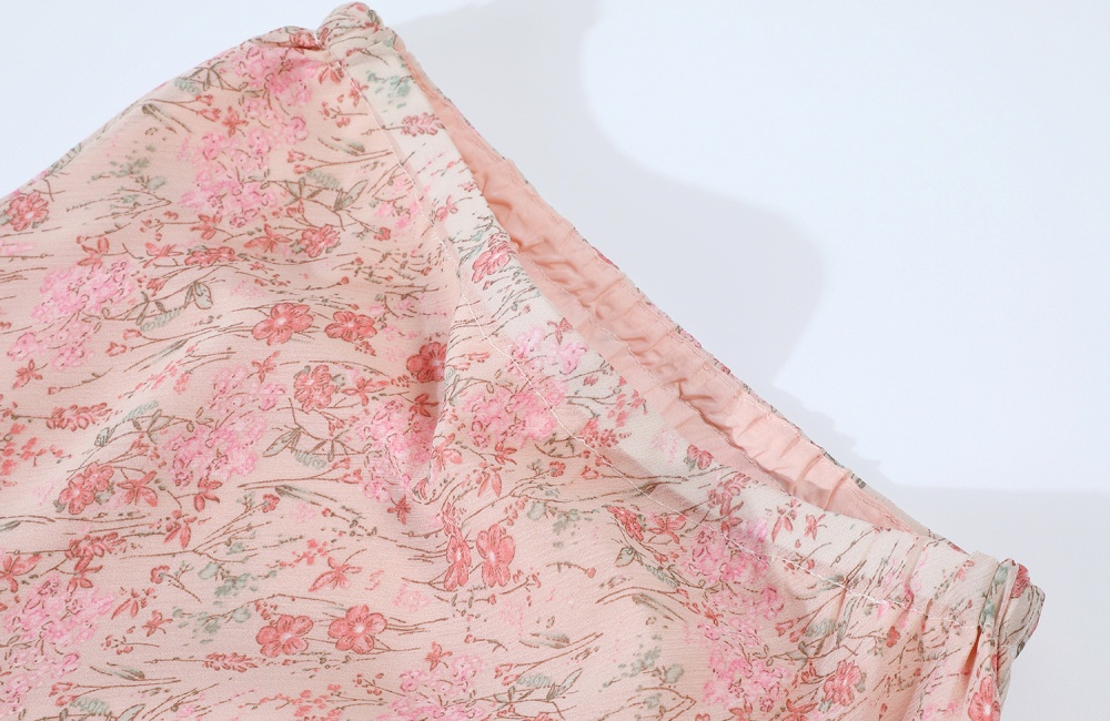 Mermaid pink long floral high waist skirt