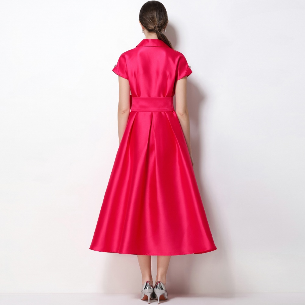 A-line satin formal dress pinched waist business suit