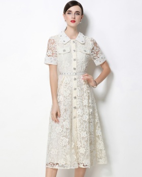 Pinched waist high waist doll collar dress