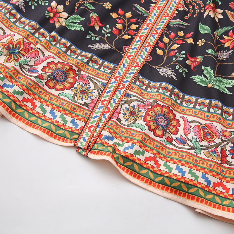 Retro long spring and summer single-breasted dress