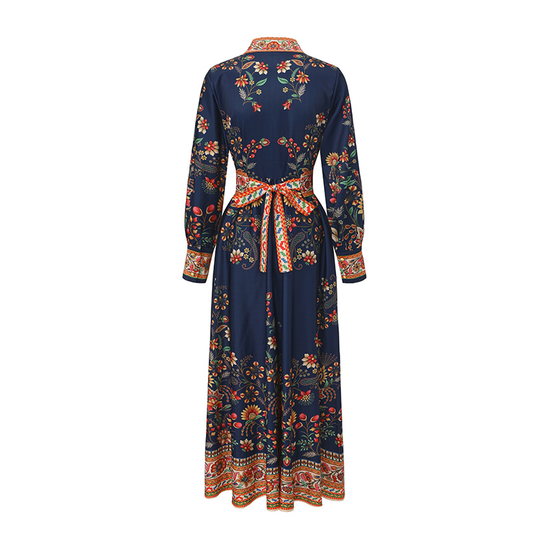 Lantern sleeve V-neck pinched waist spring and summer dress