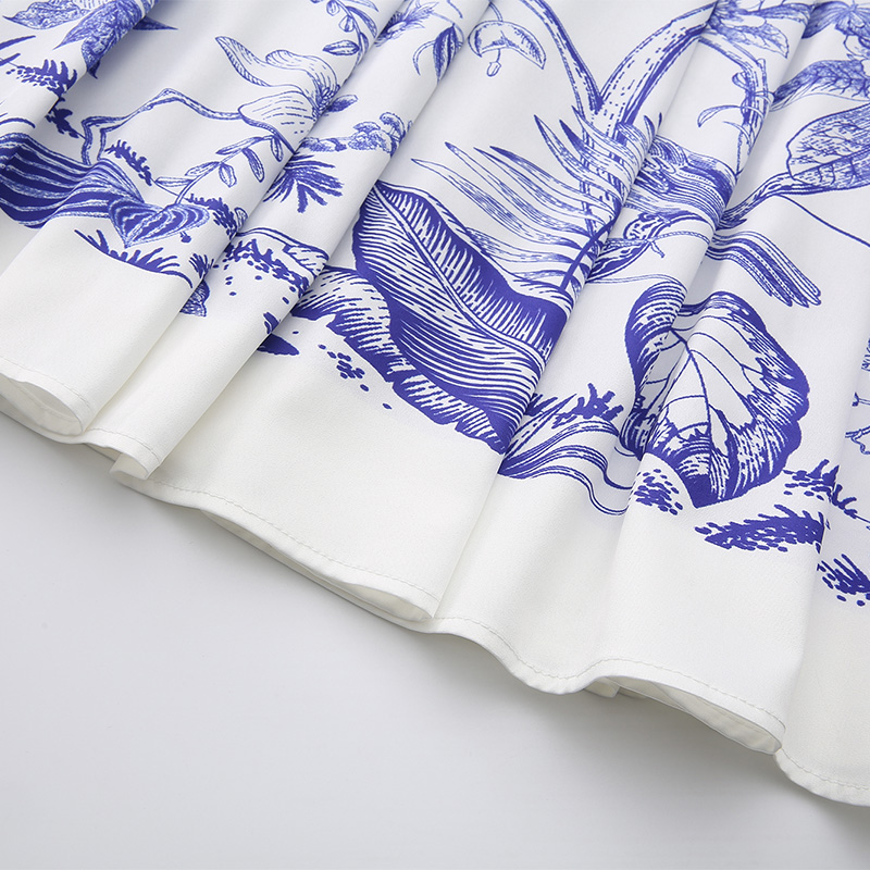 Spring and summer retro pinched waist big skirt temperament dress