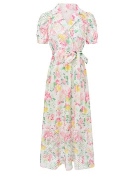Long painting flowers printing dress