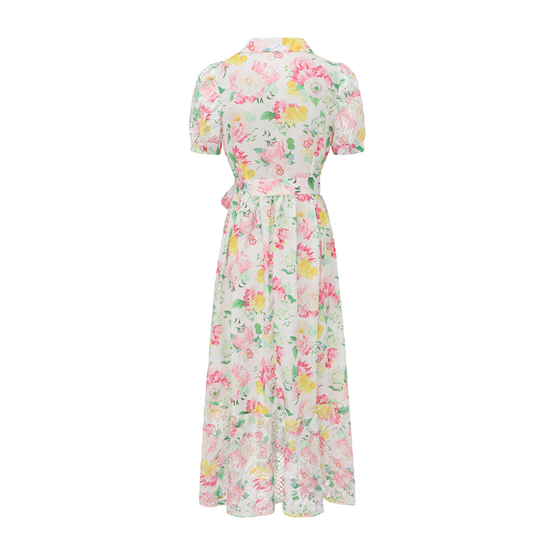 Long painting flowers printing dress
