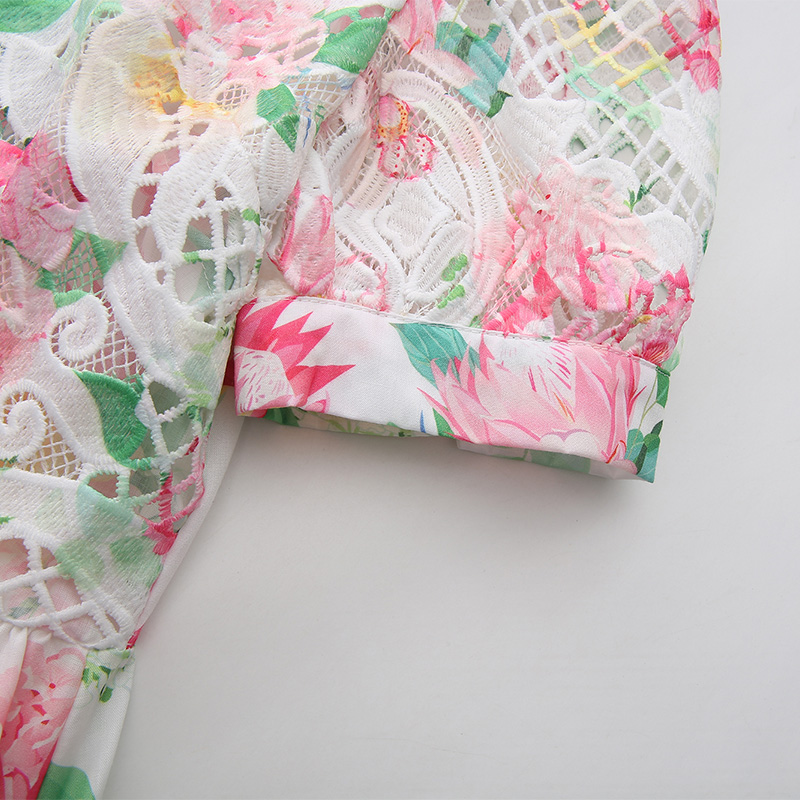 Long painting flowers printing dress