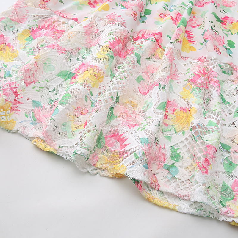 Long painting flowers printing dress