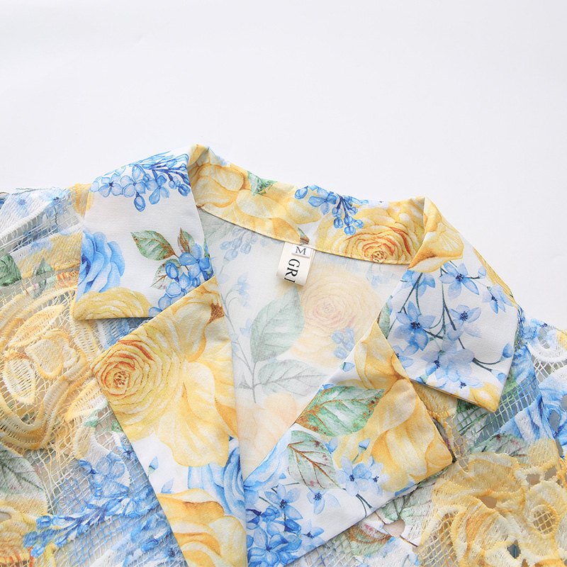 Flowers spring and summer printing painting long dress