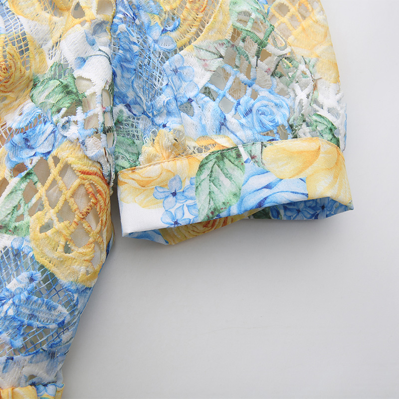 Flowers spring and summer printing painting long dress