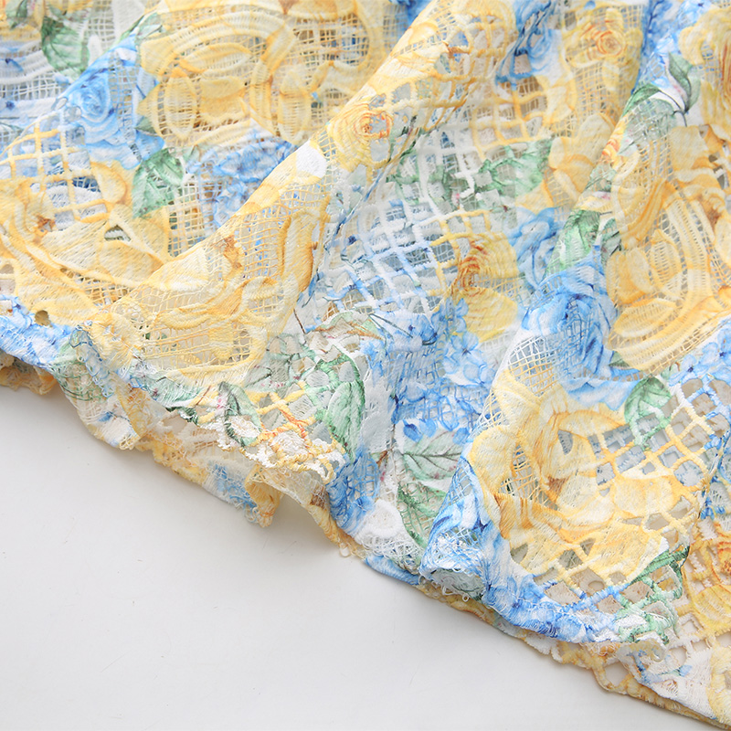 Flowers spring and summer printing painting long dress