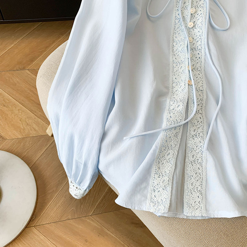 Tender long sleeve tops lace France style shirt for women