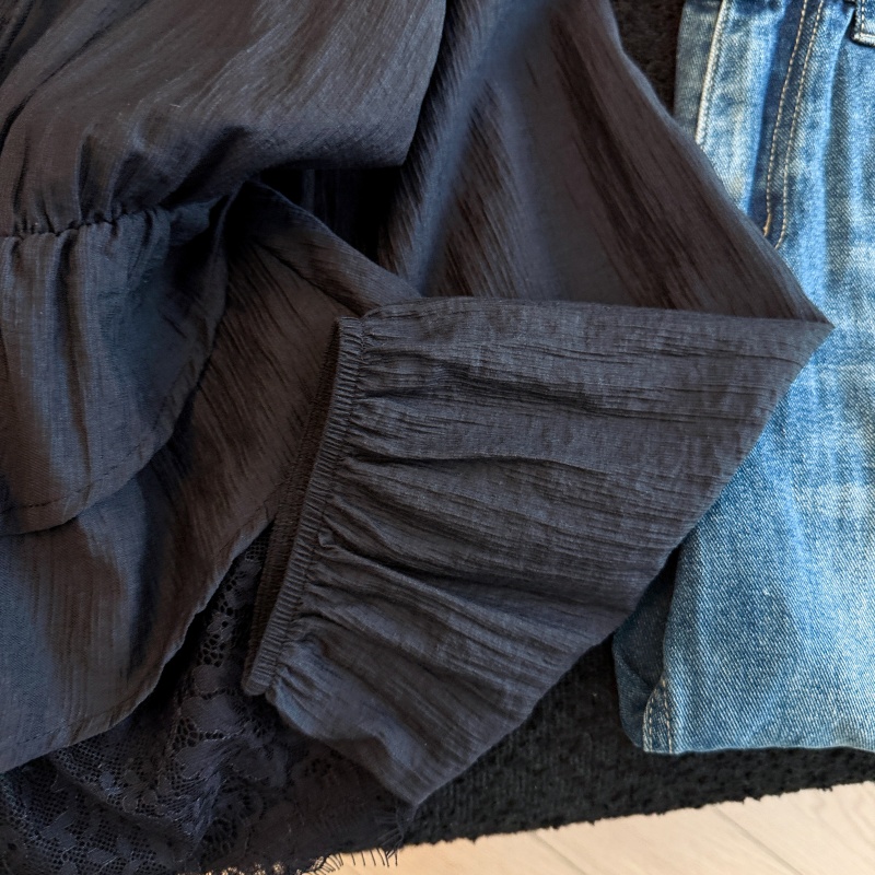 Frenum France style tops lotus leaf edges tender shirt for women