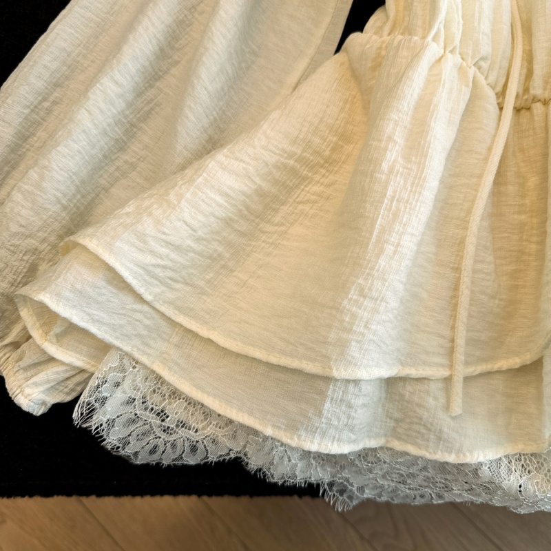 Frenum France style tops lotus leaf edges tender shirt for women