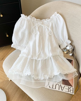 France style summer flat shoulder tops for women