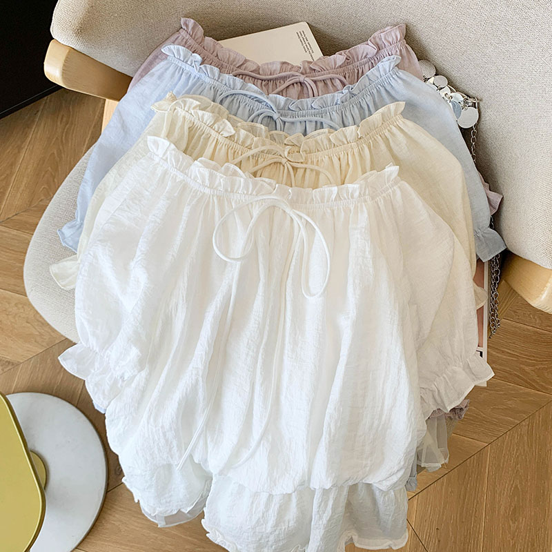 France style summer flat shoulder tops for women