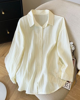 White split long shirt sunscreen frenum tops for women