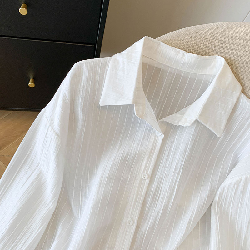 White split long shirt sunscreen frenum tops for women