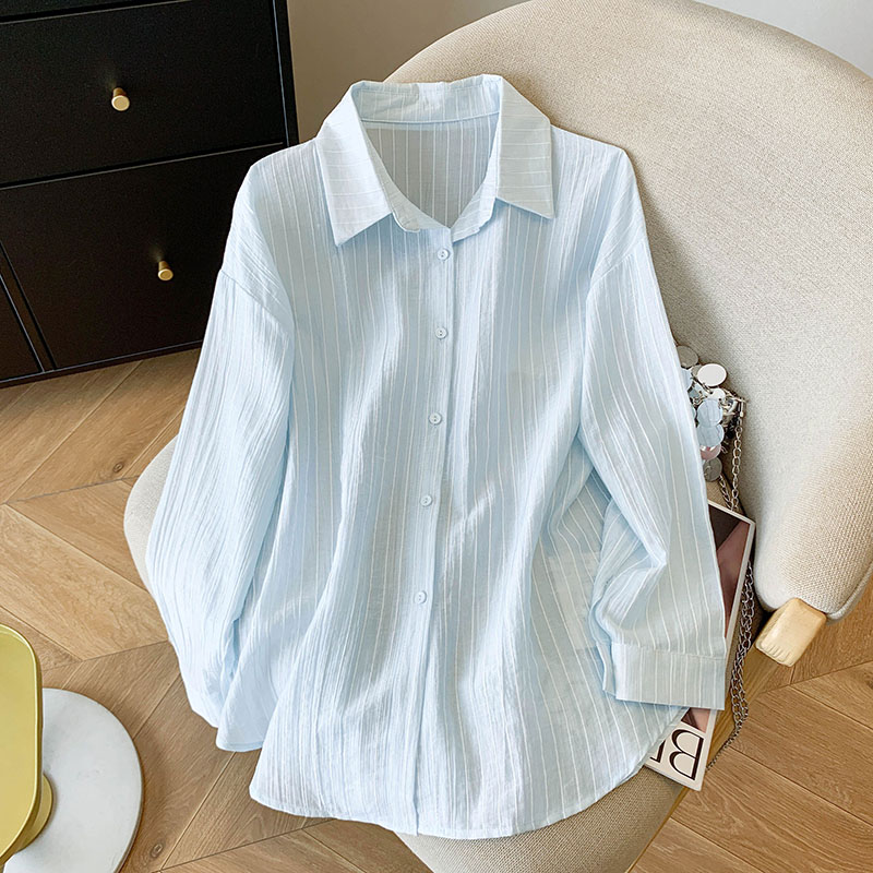 White split long shirt sunscreen frenum tops for women