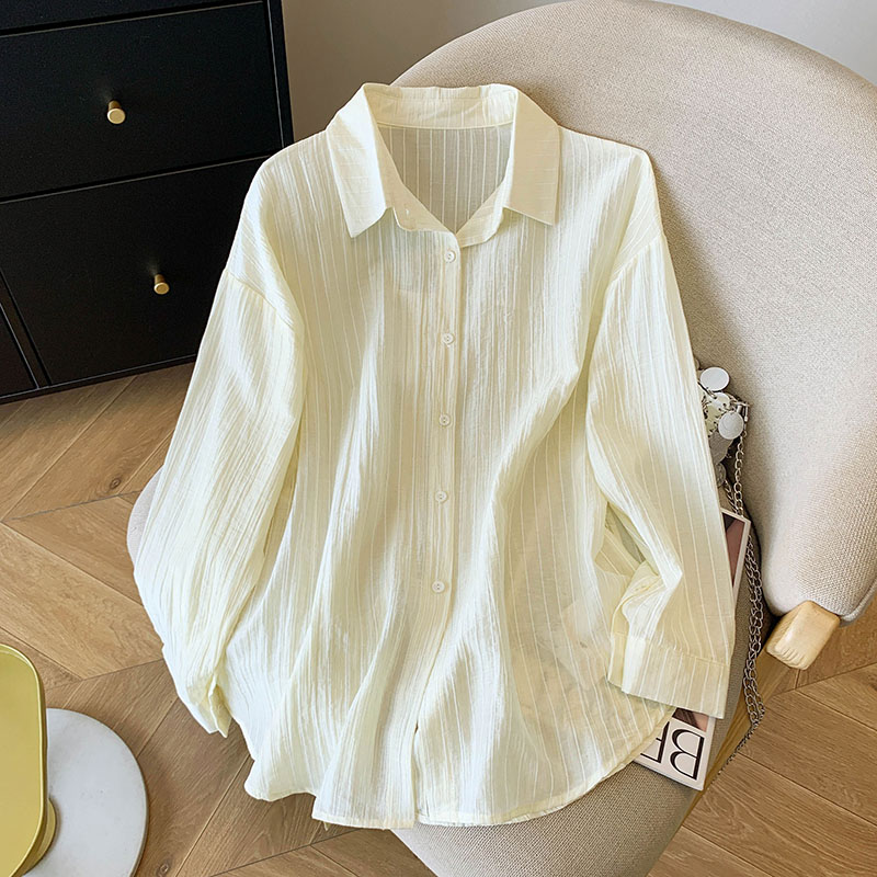 White split long shirt sunscreen frenum tops for women
