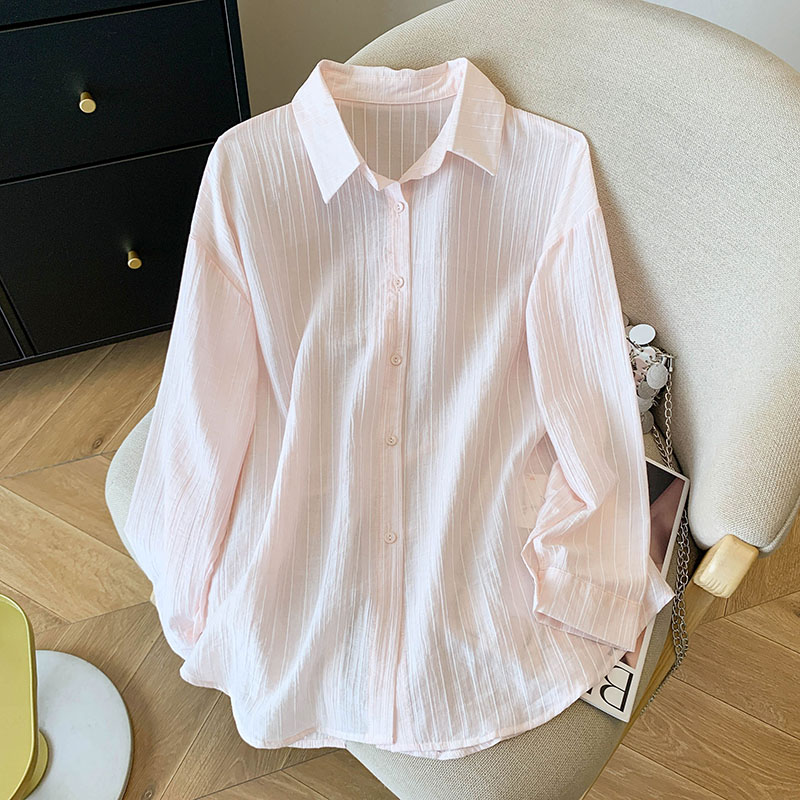 White split long shirt sunscreen frenum tops for women
