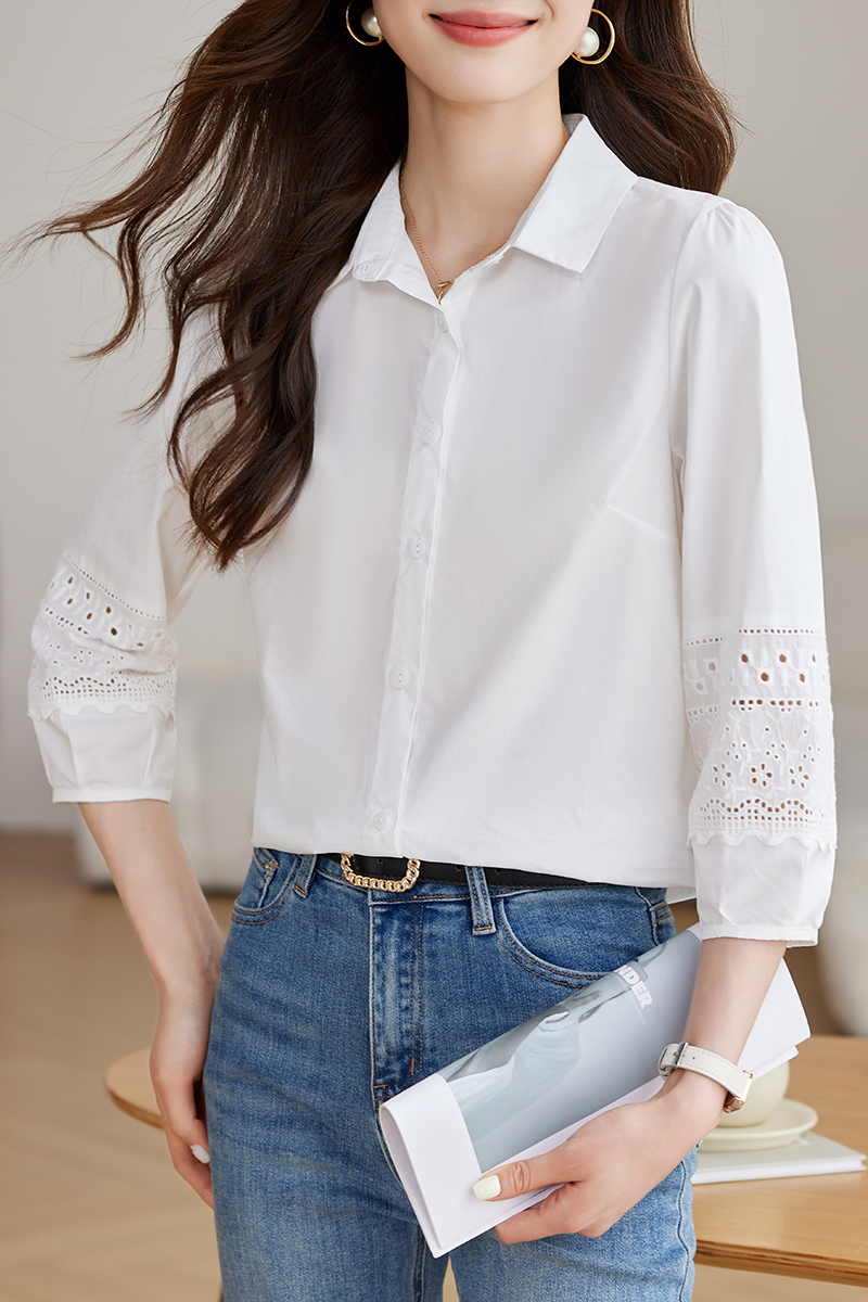 Spring white small shirt temperament commuting shirt