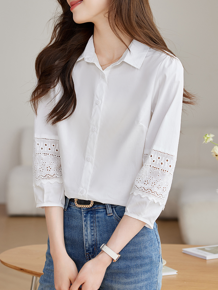 Spring white small shirt temperament commuting shirt