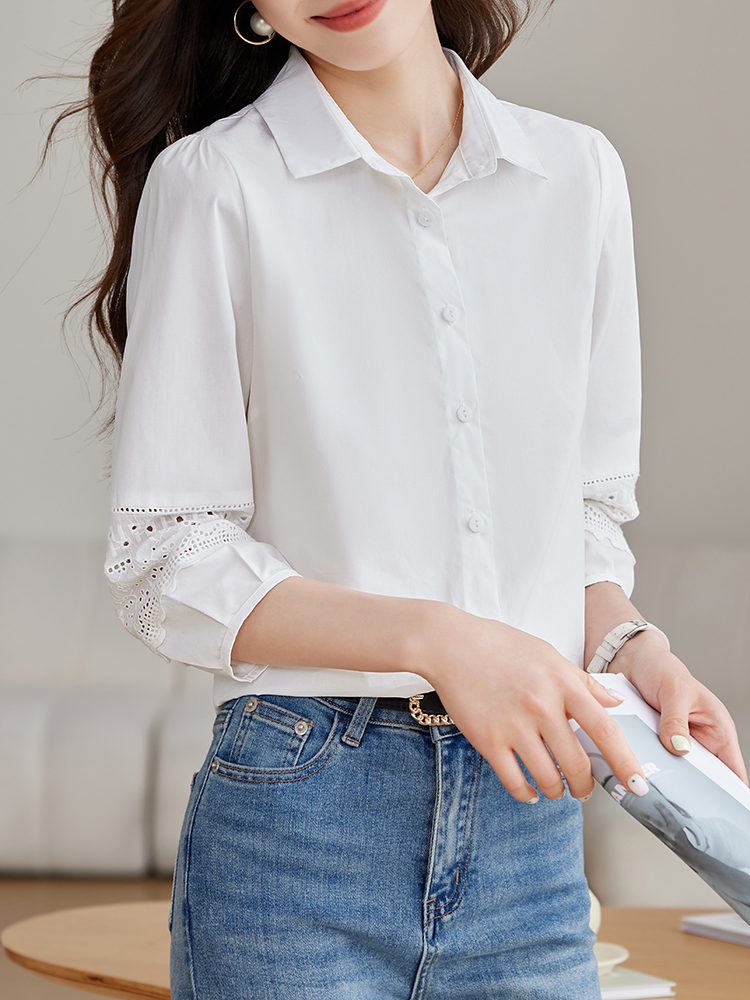 Spring white small shirt temperament commuting shirt