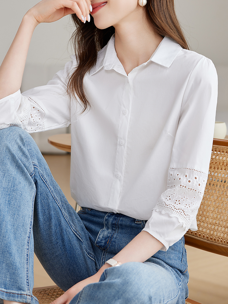 Spring white small shirt temperament commuting shirt