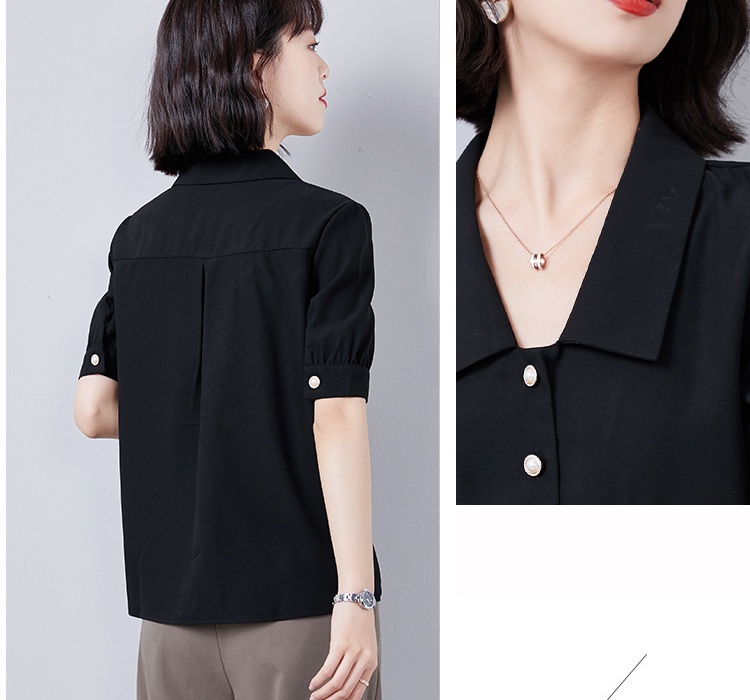 Satin summer temperament tops Casual short sleeve shirt