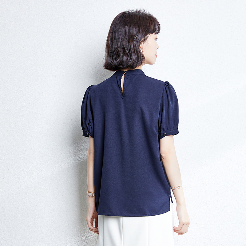 Niche Korean style bow France style light short sleeve shirt