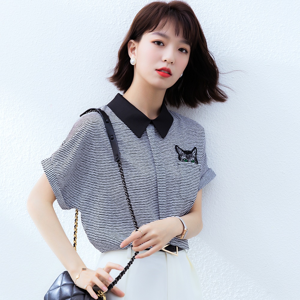 Pullover summer tops short sleeve all-match shirt