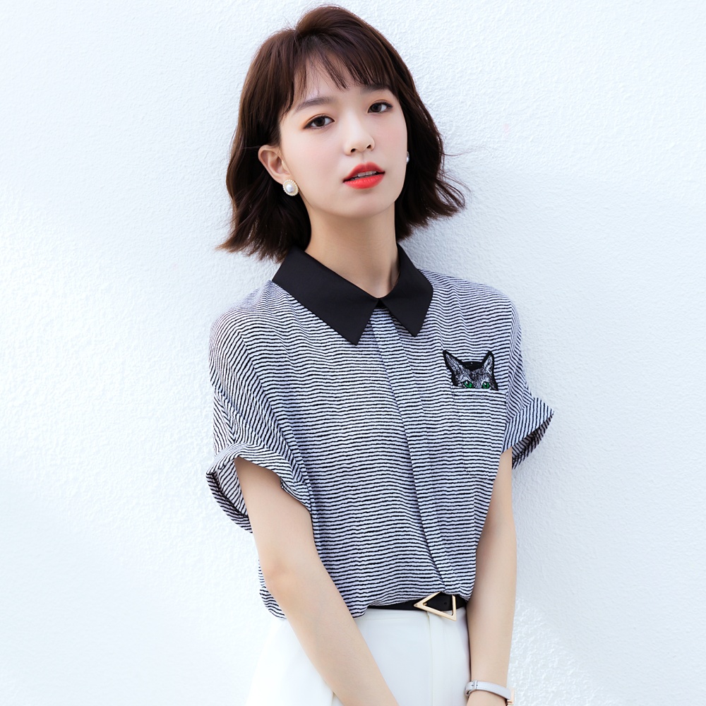 Pullover summer tops short sleeve all-match shirt