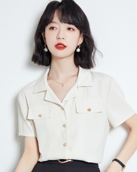 Summer lapel short sleeve tops chanelstyle niche shirt