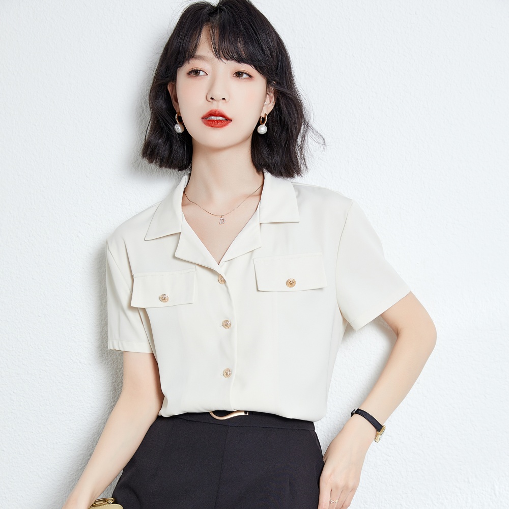 Summer lapel short sleeve tops chanelstyle niche shirt