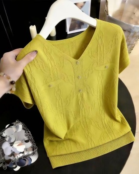 V-neck loose T-shirt temperament Korean style tops for women