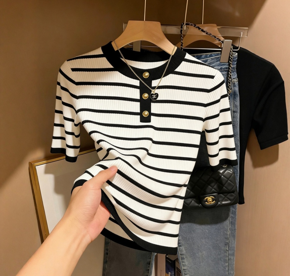 Slim sweater France style tops for women