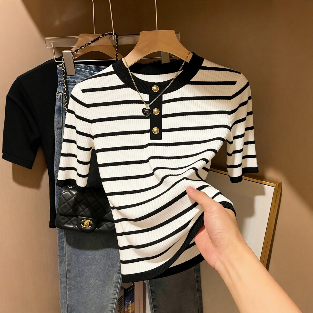 Slim sweater France style tops for women