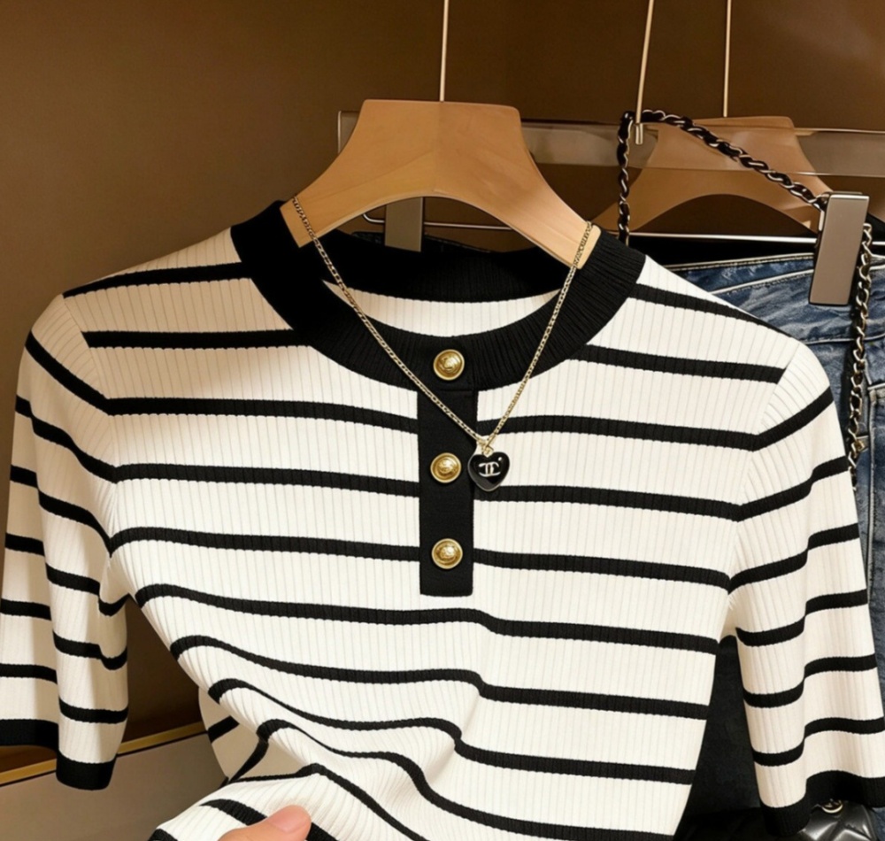 Slim sweater France style tops for women