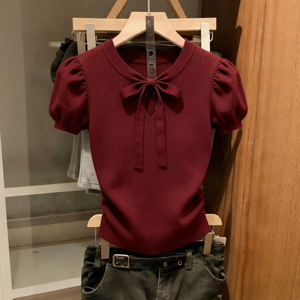 Large yard V-neck sweater spring and summer slim tops for women