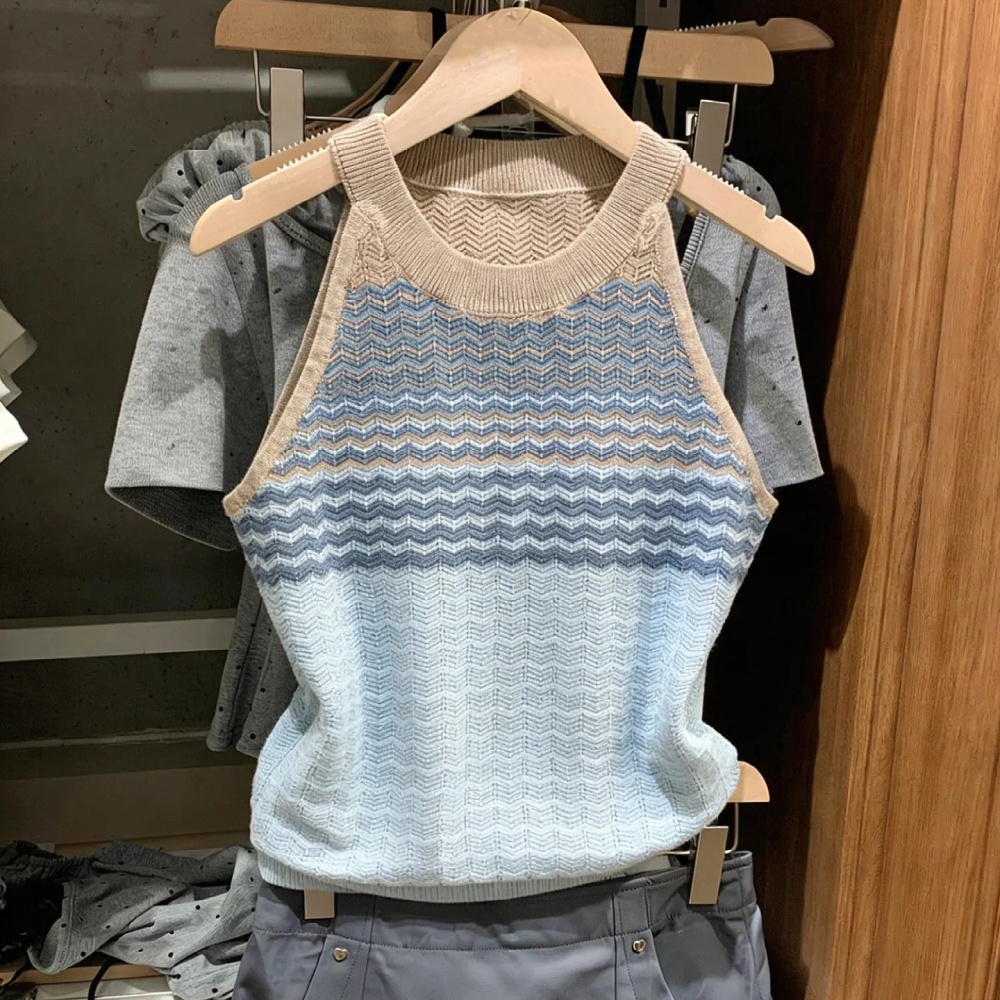 Halter spring and summer tops knitted small vest for women