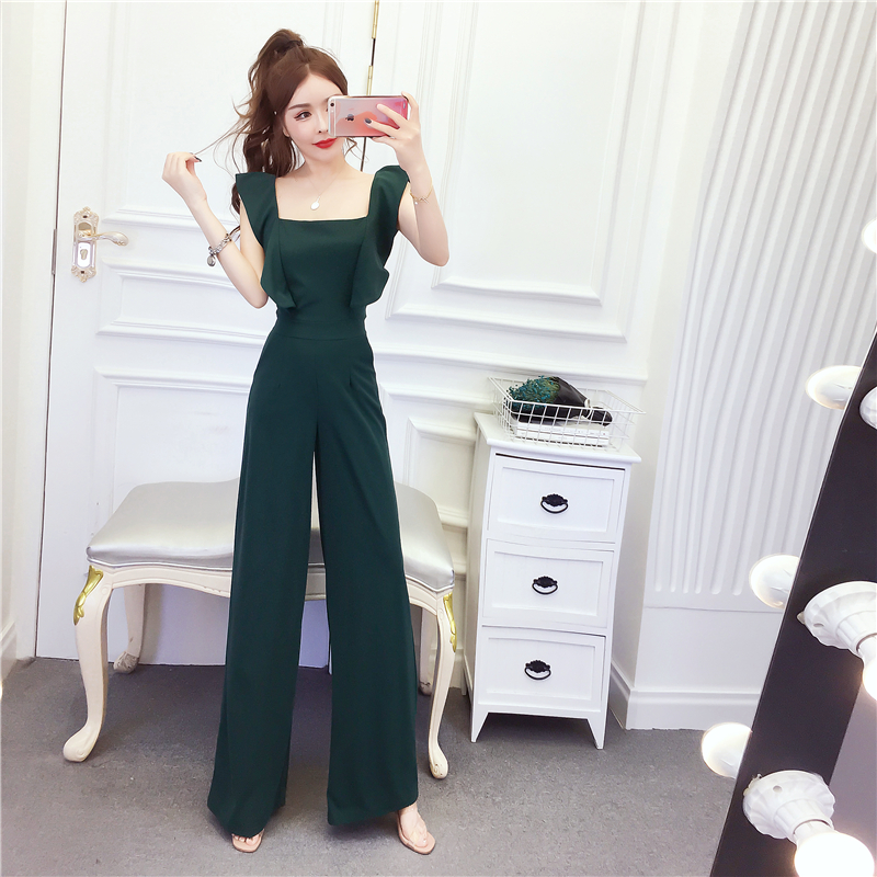 Fashion summer long pants sleeveless temperament jumpsuit