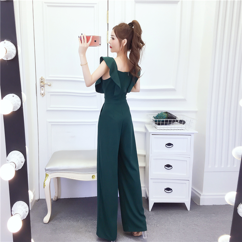 Fashion summer long pants sleeveless temperament jumpsuit