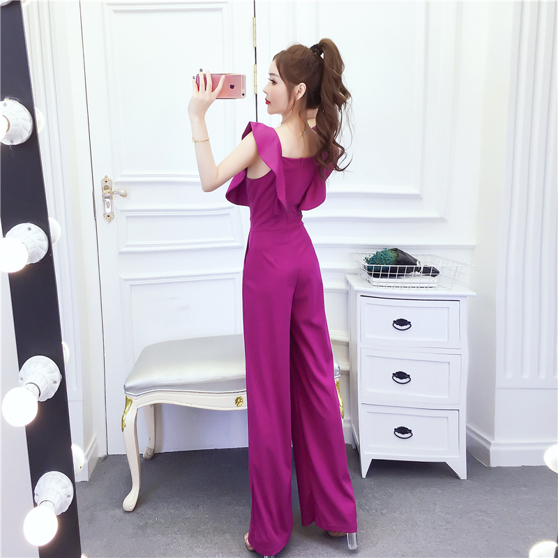 Fashion summer long pants sleeveless temperament jumpsuit