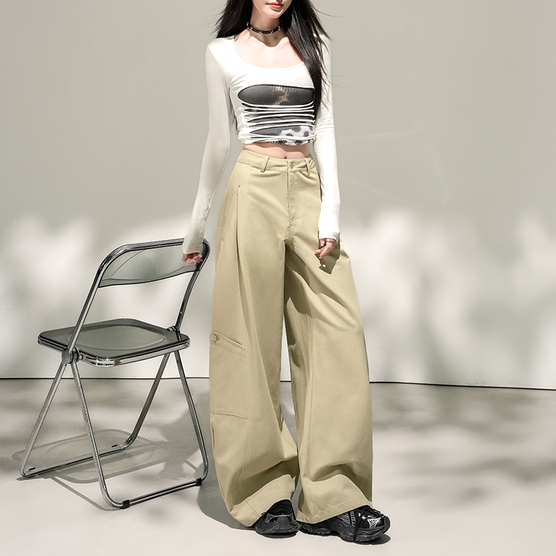 Slim high waist work clothing wide leg loose casual pants